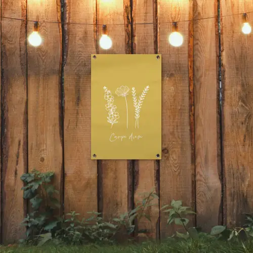Carpe Diem met Bloemen tuinposter los doek klein -sfeer1