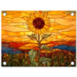 Zonnebloem - Mozaïek - Zonsondergang - Geel tuinposter los doek klein -3d