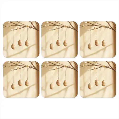 Beige - Paastak - Eieren onderzetter kurk middel -3d