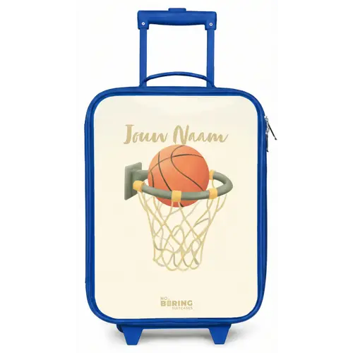 Basketbal in neutrale kleuren Kinderkoffer - Blauw klein -zz3dotto