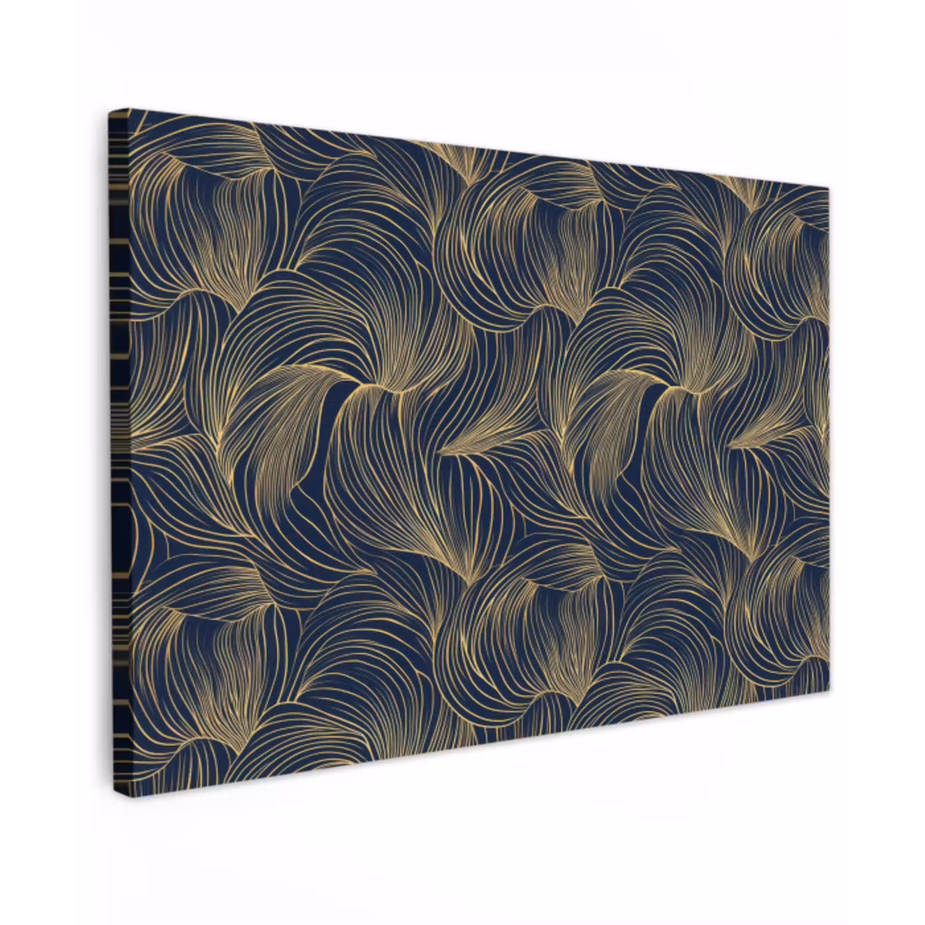 Abstract - Lijnen - Blauw - Goud canvas 2cm klein 34 -z3d