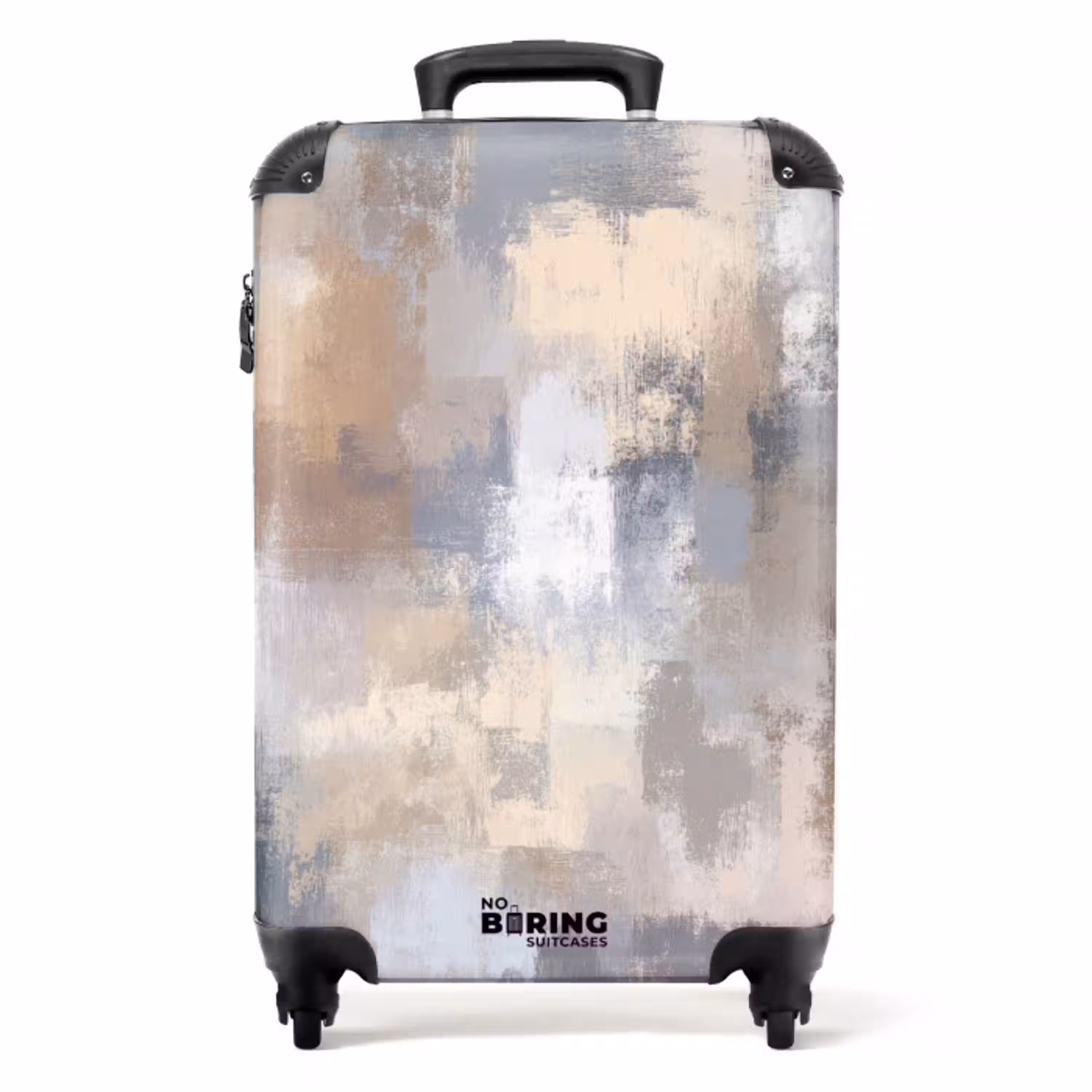 Penseelstreken - Schilderij - Beige NBS - Handbagage koffer - Kinderen Unisex middel -productfoto_recht