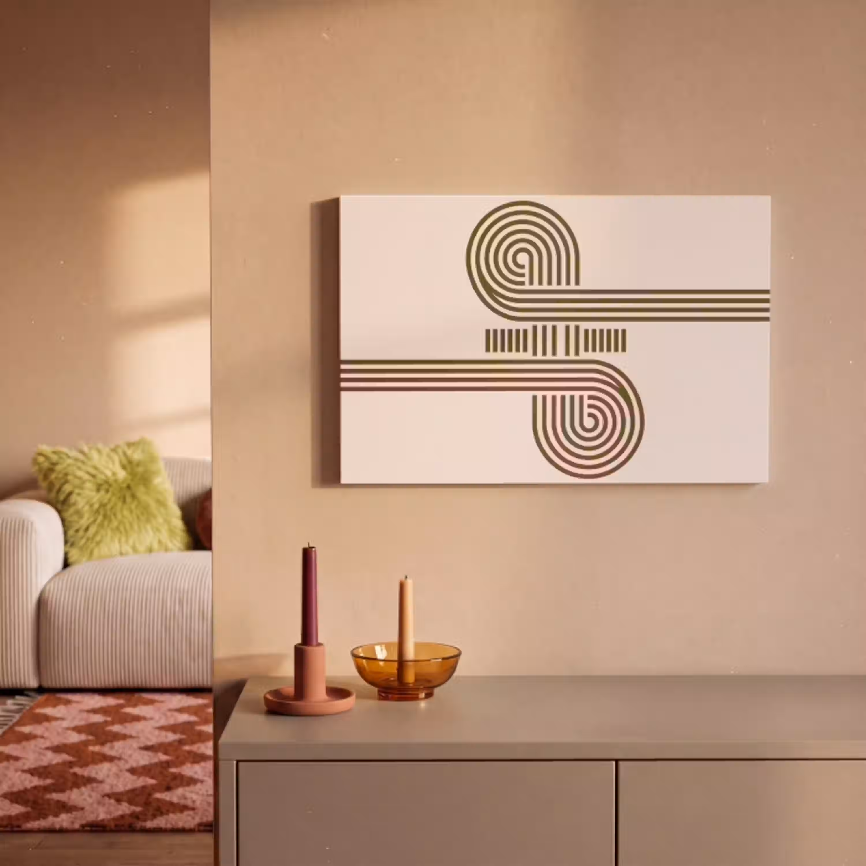 Abstract - Vormen - Modern - Groen canvas 2cm klein -sfeer1