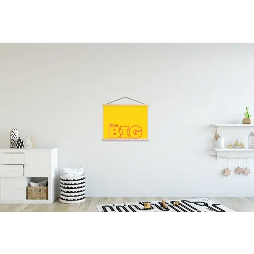 Dream big - Geel - Grafisch textielposter latten blank klein -kinderkamer