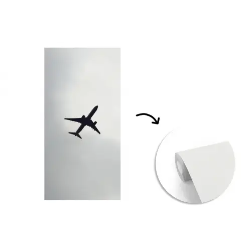Minimalistisch - Silhouet - Zwart - Vliegtuig fotobehang vinyl groot -3d