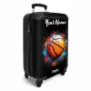 Oranje Basketbal te Midden van Verfspetters NBS - Handbagage koffer - Kinderen Unisex middel -productfoto_3d