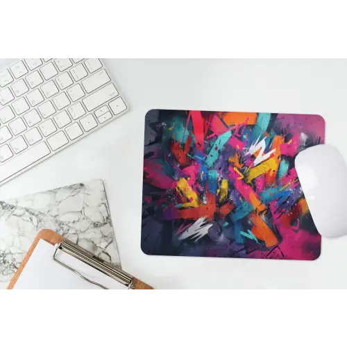 Abstract - Explosie - Neonkleuren muismat rubber klein -witbureau