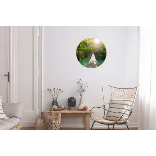 Jungle - Water - Brug - Natuur - Planten Wandcirkel aluminium klein -woonkamer