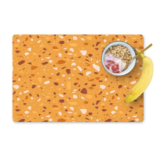 Terrazzo -  Patroon - Okergeel Placemat vinyl groot 368 -zzzproduct_Kitchenyeah-website