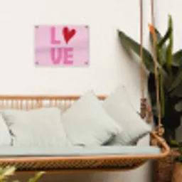 Love - Roze - Hart - Valentijn tuinposter los doek klein -sfeer7