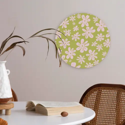 Bloemen - Roze - Getekend - Patroon Akoestische PET Vilt - Rond klein -sfeer3