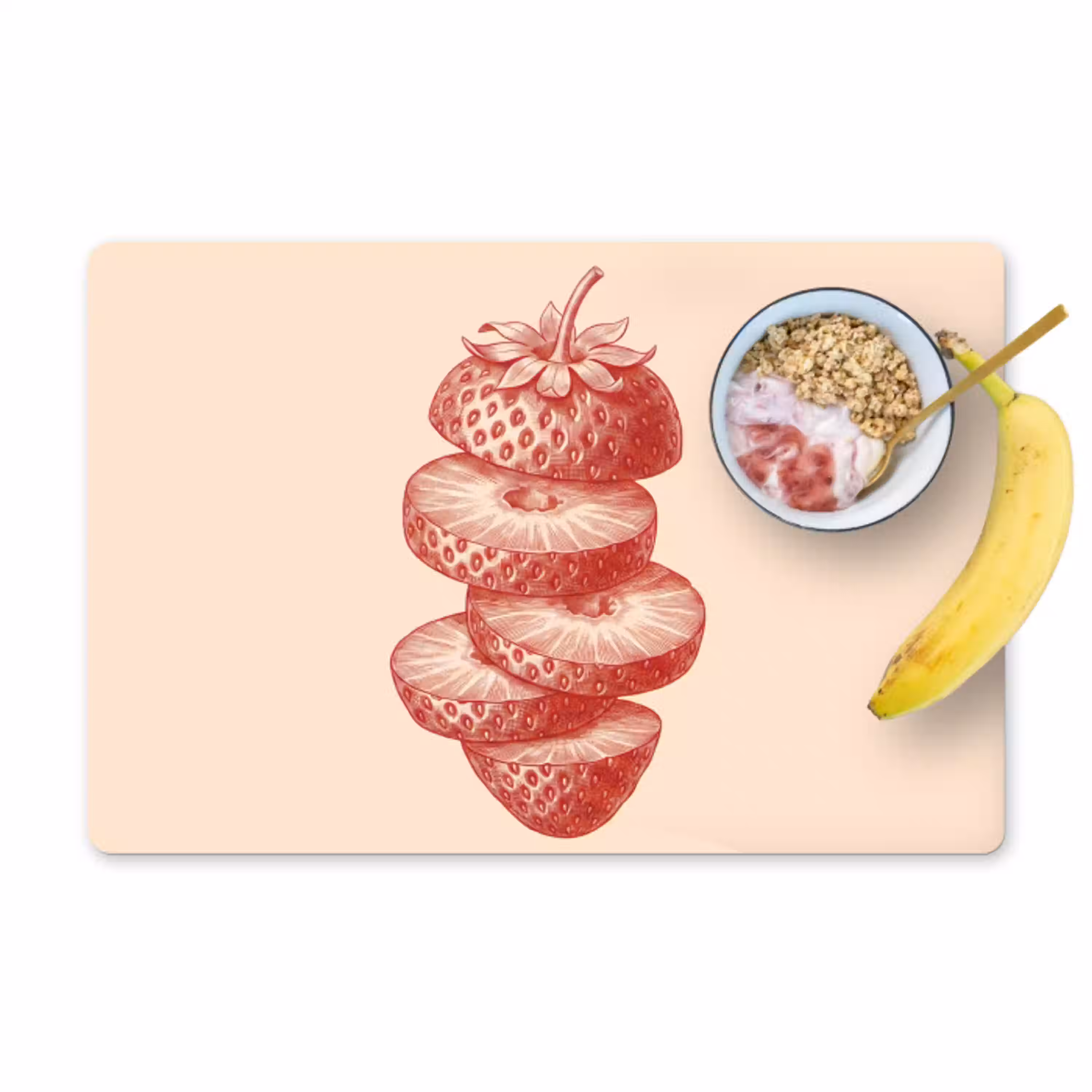 Fruit - Gesneden - Illustratie - Rood - Vintage Placemat vinyl groot -zzzproduct_Kitchenyeah-website