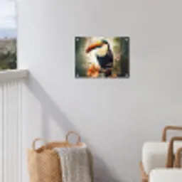 Toekan - Vogel - Bloemen - Planten tuinposter los doek klein -sfeer8