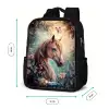 Paard met vlinders in bloementuin Rugzak - Zwart middel -productfoto_formaten