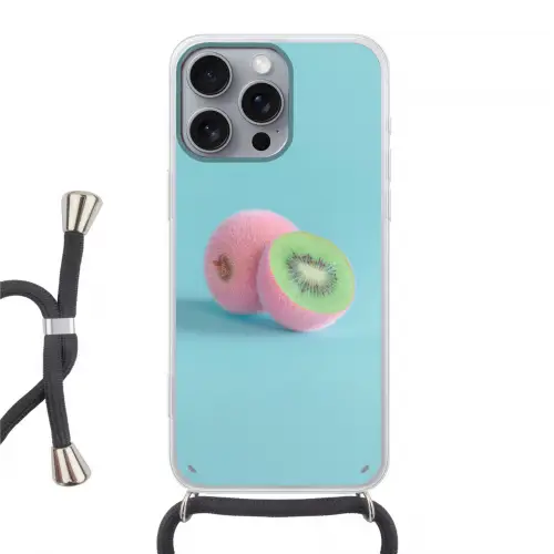 Kiwi - Blauw - Surrealistisch Hoesje iPhone 16 Pro Max met koord klein -3d