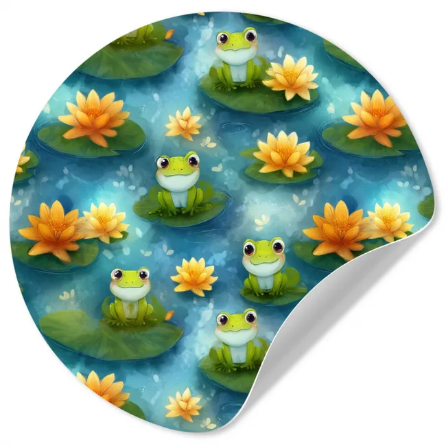 Behangcirkel - Kikker - Lelies - Groen