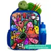 Vrolijke monsterchaos Kinderrugzak - Blauw middel -inhoud_NL