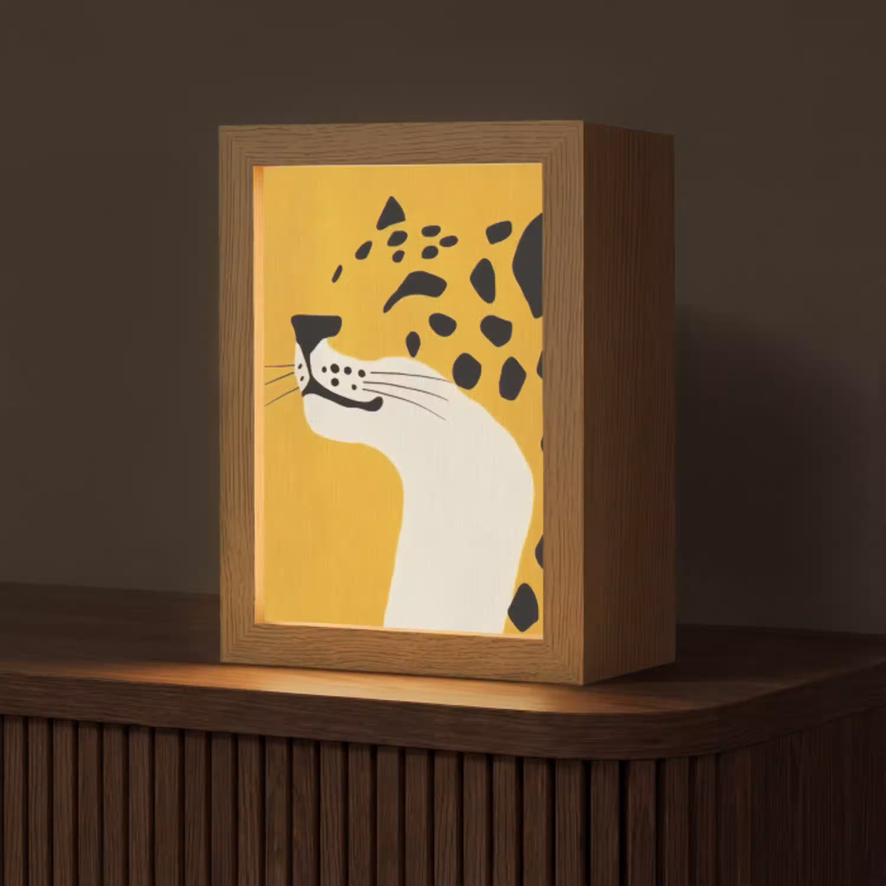 Cheetah - Illustratie - Geel Light Box met kabel (Tafellamp) klein -z3d_website