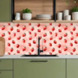 Aardbei - Patroon - Roze keuken achterwand 2 middel 871 -sfeer3