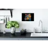 Kat - Graffiti - Kleurrijk - Wafel - Eten Muursticker klein -keuken