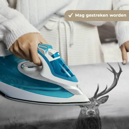 Hert - Mistig - Zwart - Wit Wandkleed katoen klein -sfeer9