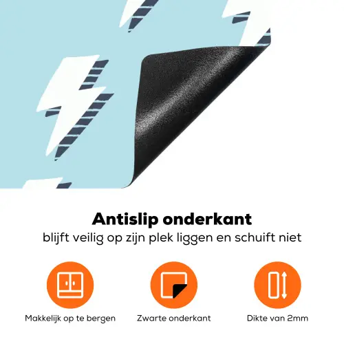 Blauw - Wit - Patroon - Bliksem Inductie beschermer vinyl 3mm klein 276 -zzzzzzz-td-onderkant