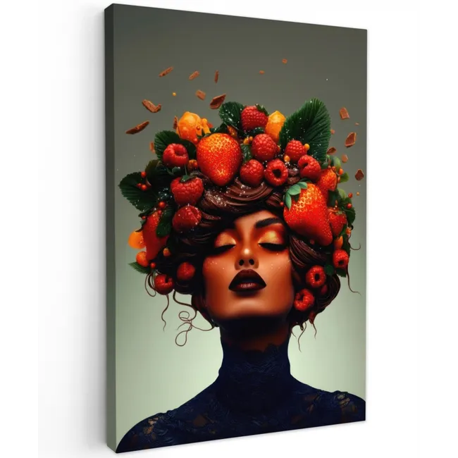 Vrouw - Chocolade - Frambozen - Aardbeien - Koekjes canvas 2cm klein -z3d