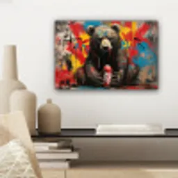Graffiti - Beer - Fles - Muur - Street art canvas 2cm klein -sfeer6