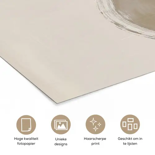 Cirkels - Strepen - Minimalistisch - Zwart poster papier klein -closeup_NL