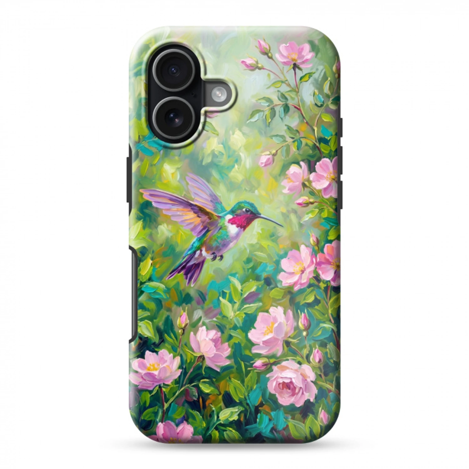 Kolibrie - Bloemen - Natuur - Kleurrijk Toughcase MagSafe Apple iPhone 17 klein -3d