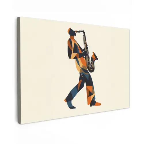 Saxofoon - Abstract - Persoon - Blauw canvas 2cm klein -z3d
