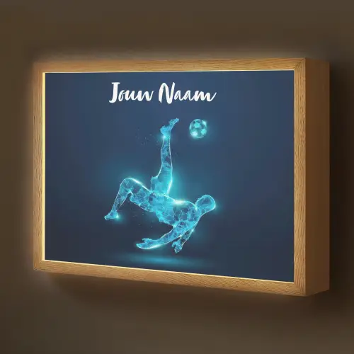 Voetballer - Blauw - Neon Light Box met batterij (Wandlamp kind) middel -z3d_website