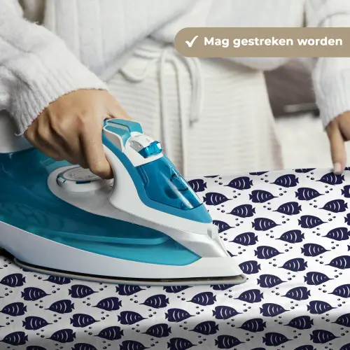 Oceaan - Vis - Blauw - Wit Wandkleed katoen klein 269 -sfeer9
