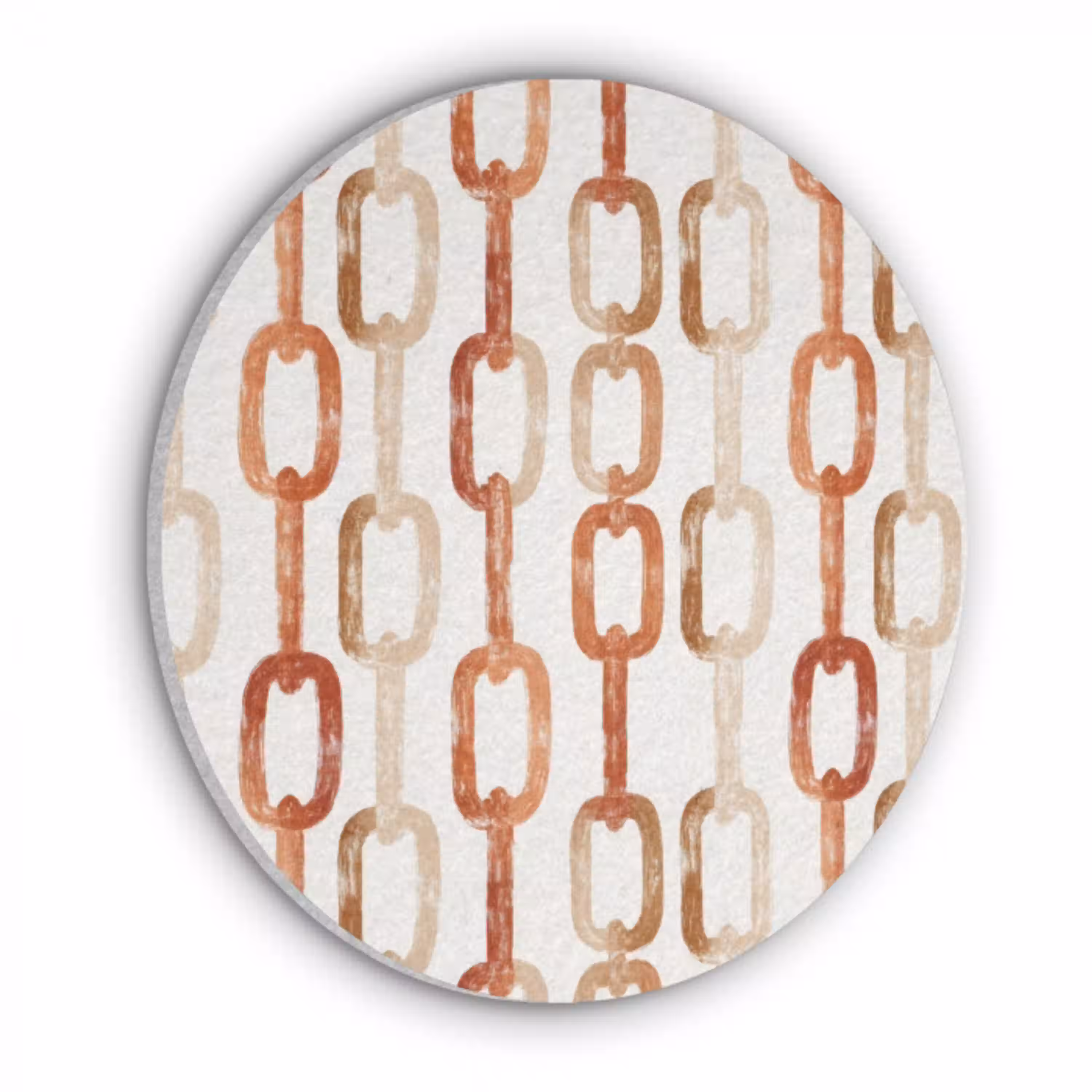Schakels - Patroon - Aquarel - Terracotta Akoestische PET Vilt - Rond klein 838 -3d