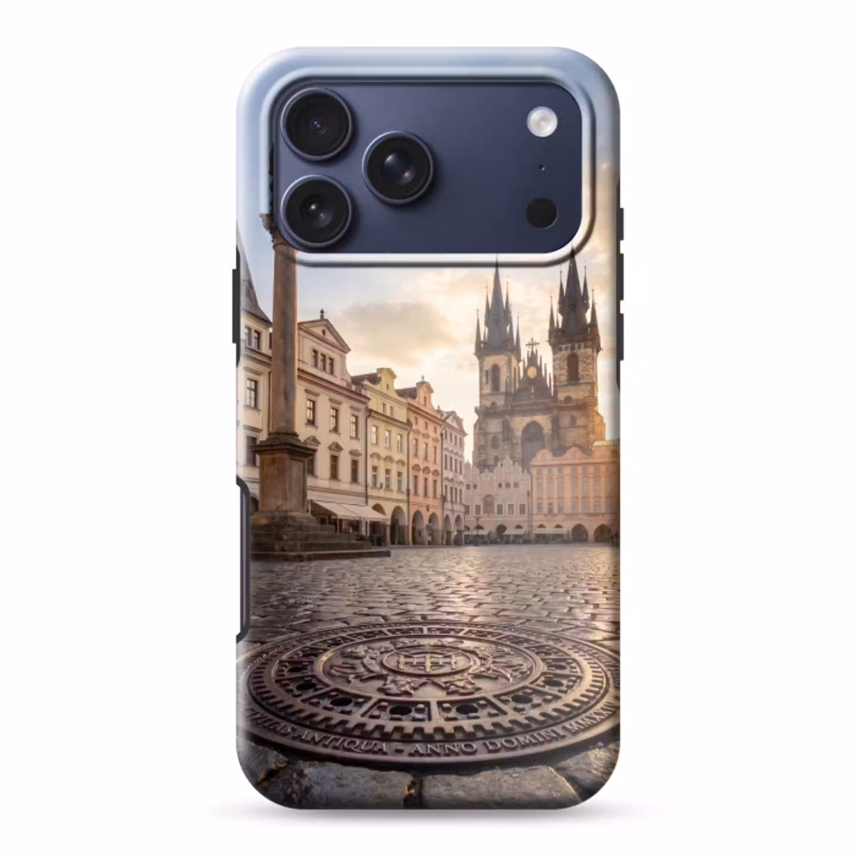 Stad - Praag - Ochtend - Architectuur - Goud Toughcase MagSafe Apple iPhone 17 Pro Max klein -3d