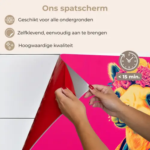 Kameel - Bloemen - Kimono - Waaiers keuken achterwand spatscherm klein -spatscherm_NL