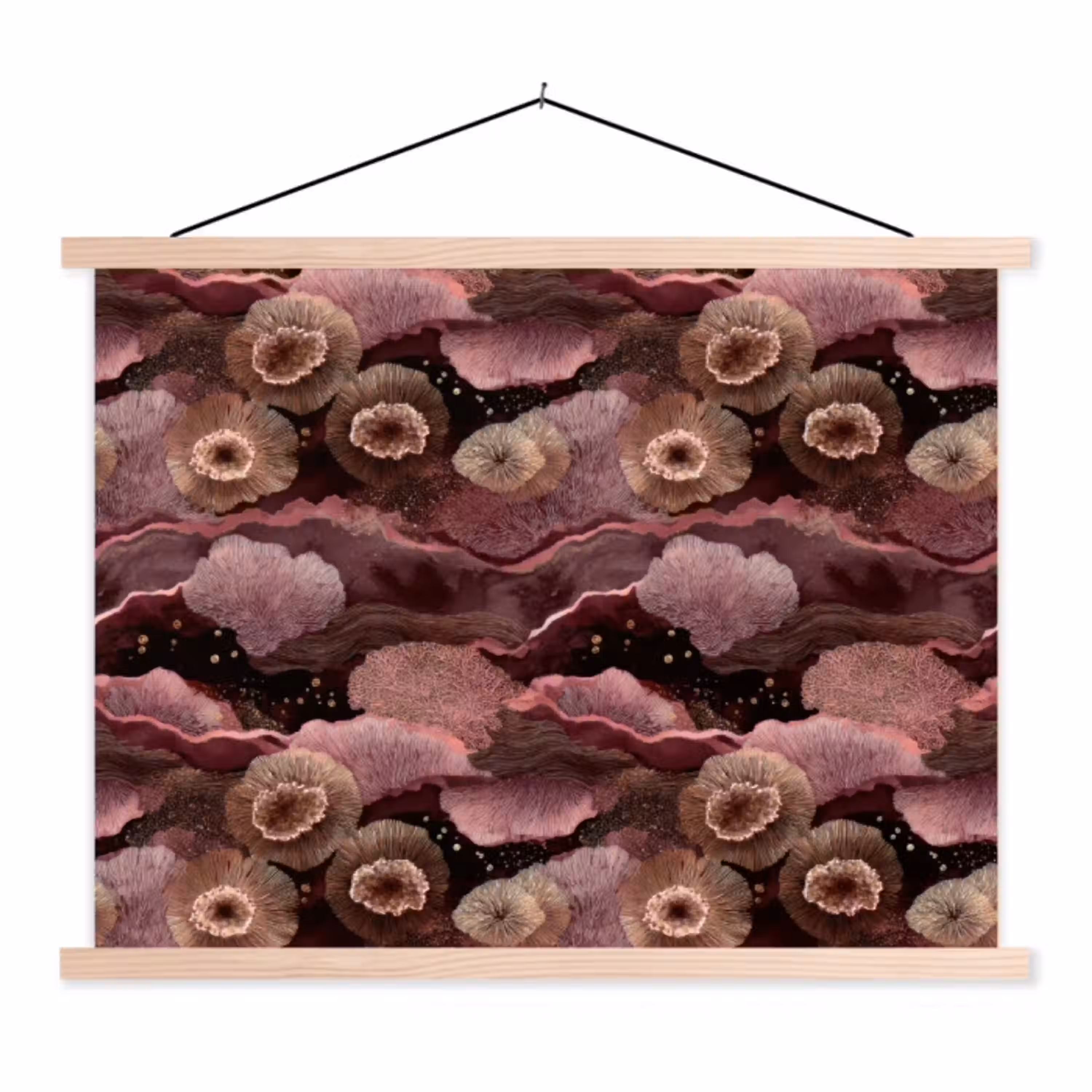 Koraal - Organisch - Roze textielposter latten blank klein 122 -3d