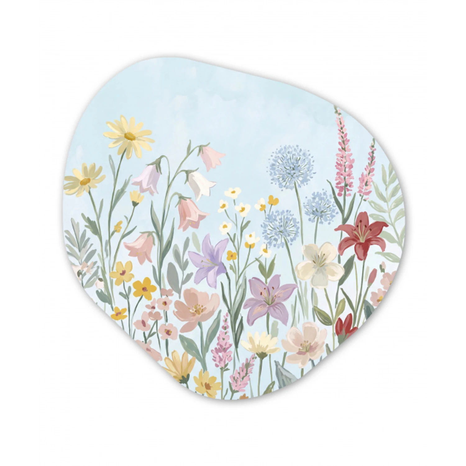 Weidebloemen - Illustratie - Kleurrijk Wandcirkel Organisch Forex 3mm klein -3d