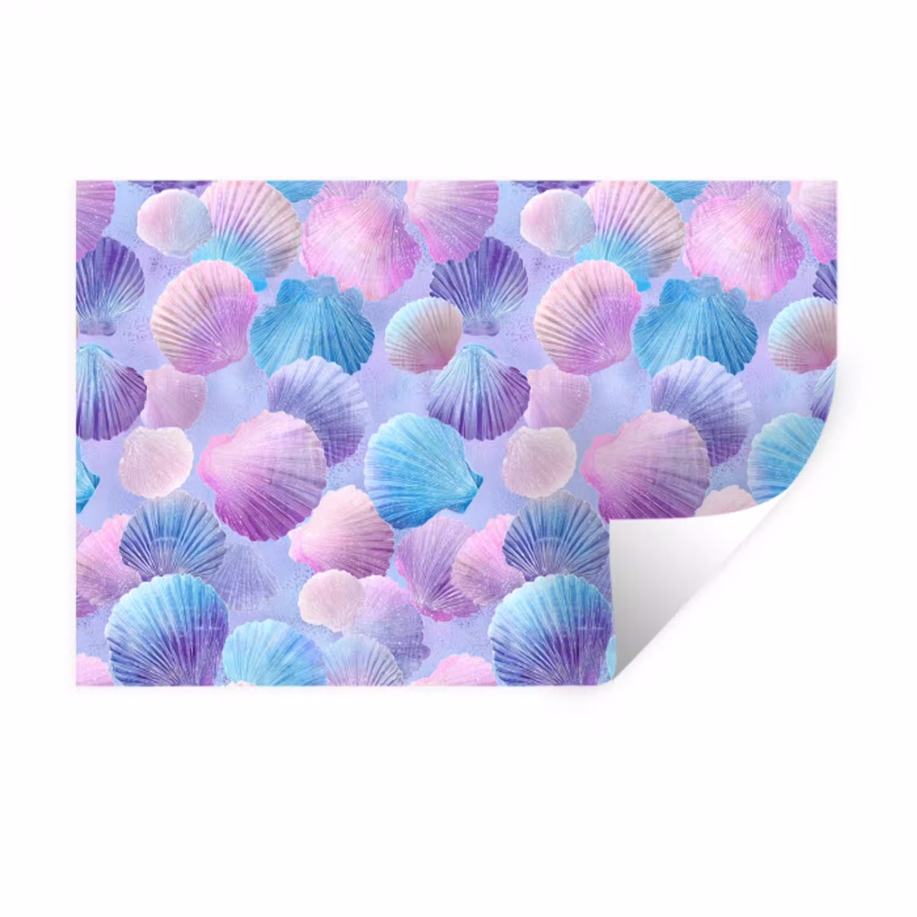 Schelpen - Paars - Blauw - Patroon Muursticker klein -3d