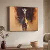 Giraf - Bruin - Abstract - Geschilderd Textielframe - compleet frame klein -sfeer3