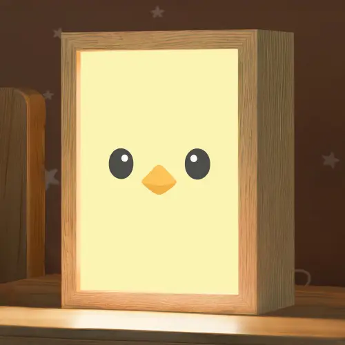 Kuiken - Vrolijk - Geel - Minimalistisch Light Box met kabel klein -zzz_3d_website