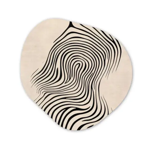 Lijnen - Abstract - Golvend - Zwart Wandcirkel Organisch Aluminium middel -3d