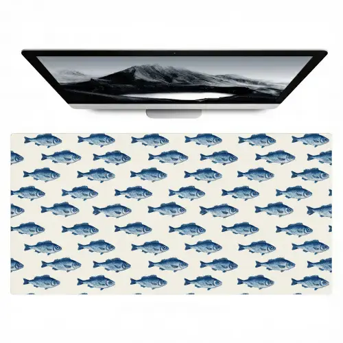 Vis - Patroon - Blauw Muismat XXL klein 681 -zzz3d