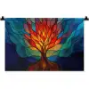 Sierglas - Boom - Rood - Vlakken Wandkleed katoen klein -zz3d