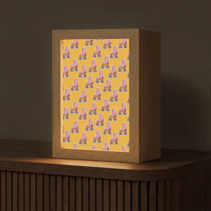 Geel - Rolschaatsen - Patroon Light Box met kabel (Tafellamp) klein 925 -z3d_website