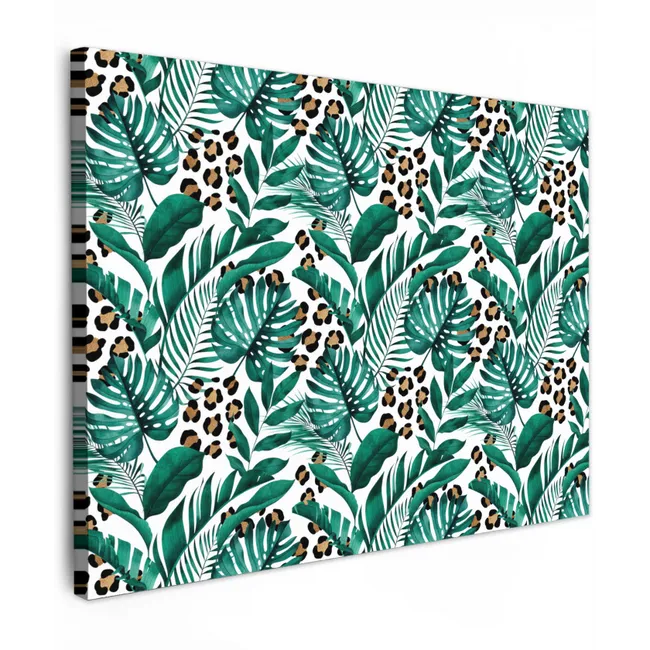 Panterprint - Bladeren - Jungle Tuinposter op houten frame 2 cm dik klein -3d