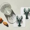 Kreeft - Glossier - Groen - Wit onderzetter kurk middel -sfeer4