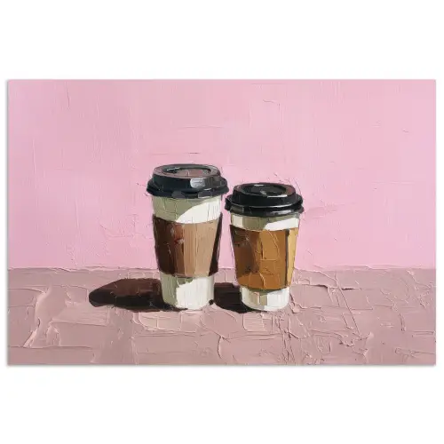 Koffiebekers - Deksel - Verf - Textuur poster papier klein -3d