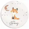 Quotes - Waterverf - Be strong - Kinderen - Vos - Dieren Wandcirkel kunststof plaat 5mm dik klein -3d