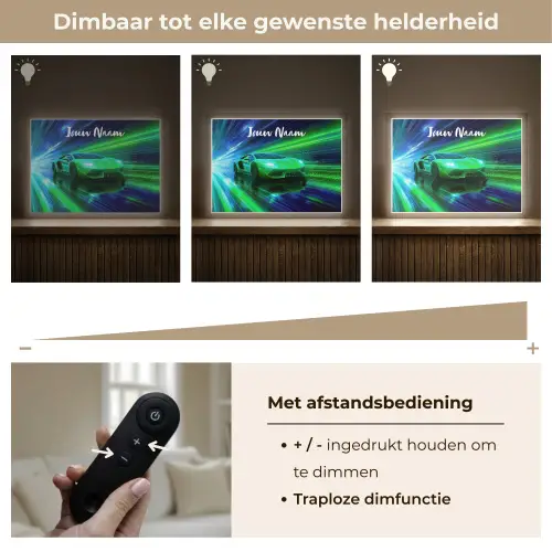 Sportauto - Groen - Snelheidslijnen - Neon Light Box met batterij (Wandlamp kind) middel -USP_dimbaarNL